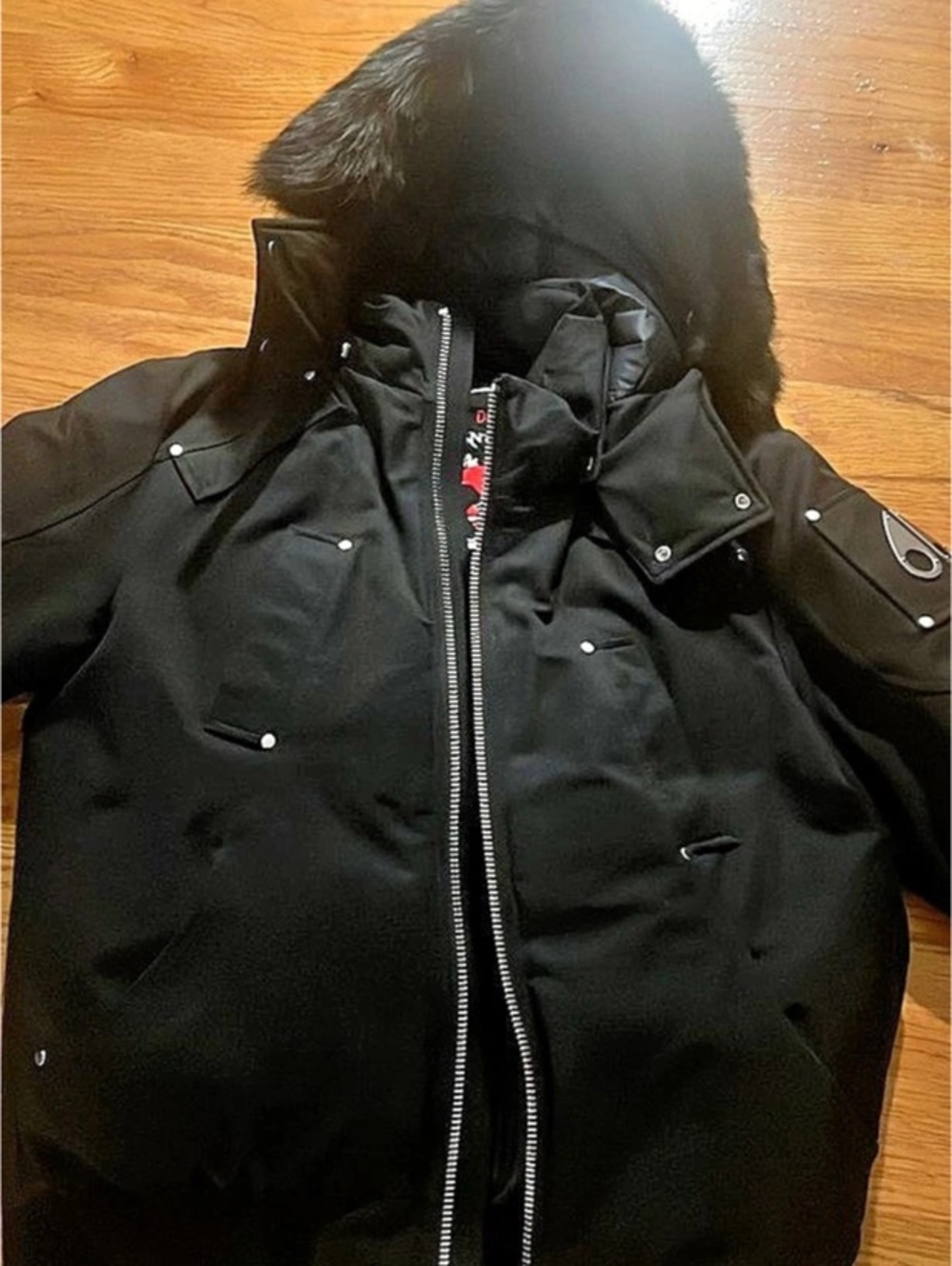 Moose Knuckles Original Ballistic Bomber Black Down Puffer ( size medium )